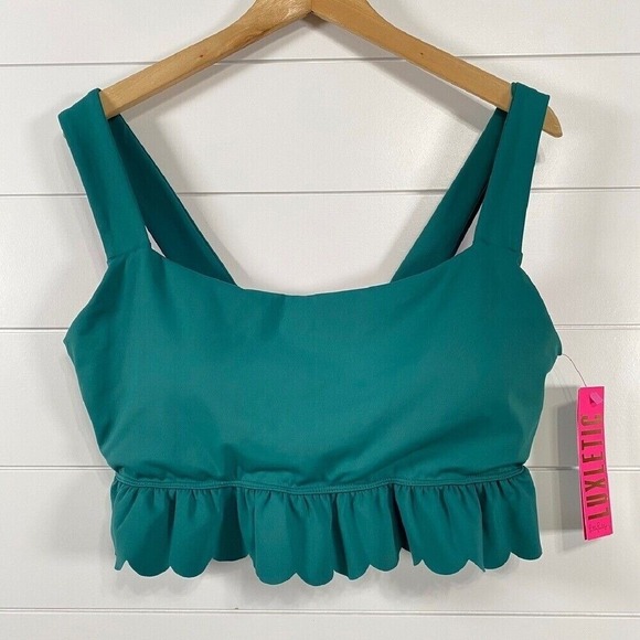 Lilly Pulitzer Luxletic Womens Luisa Scallop Sports Bra sz XL NWT Hosta Green - Picture 1 of 14